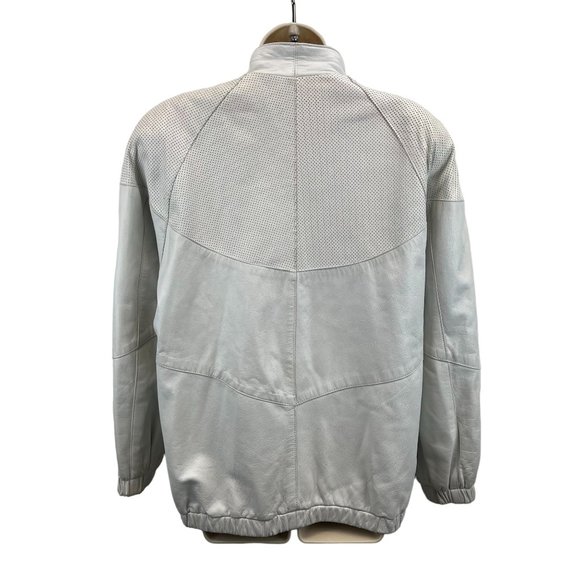 VTG Giovinezza Moda Rocco D'Amelio White Moto Leather Snap Jacket Women's L - Picture 2 of 10